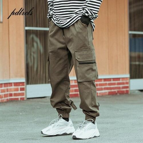 New Harajuku Cotton Multi-Pockets Safari Style Fashion Cargo Pants Men Autumn Hip Hop Streetwear Casual Elastic Trousers