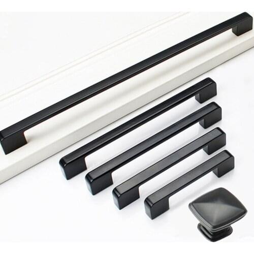 Black Cabinet Handle Zinc Alloy Kitchen Cupboard Pulls Drawer Knobs Cupboard Wardrobe Drawer Pulls Furniture Handle Hardware
