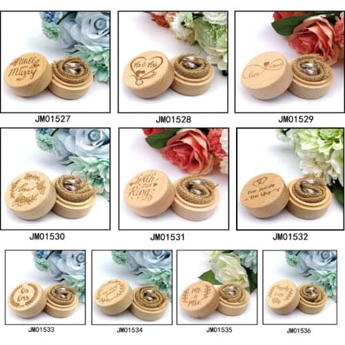 Personalized Engraving Rustic Wedding Wooden Ring Box Jewelry Trinket Storage Containers Custom Mr & Mrs Rings Bearer