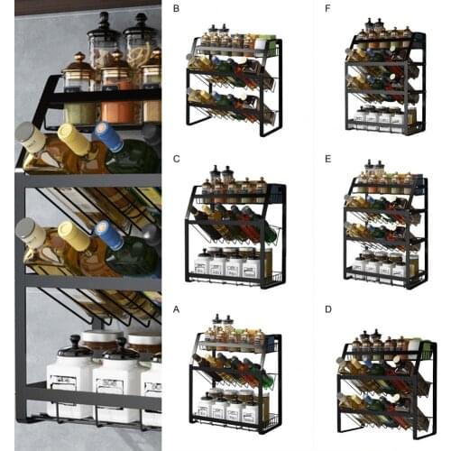 Seasoning Bracket Punch-free Leak-proof Stainless Steel Wall-mounted Spice Jar Rack Storage Holders