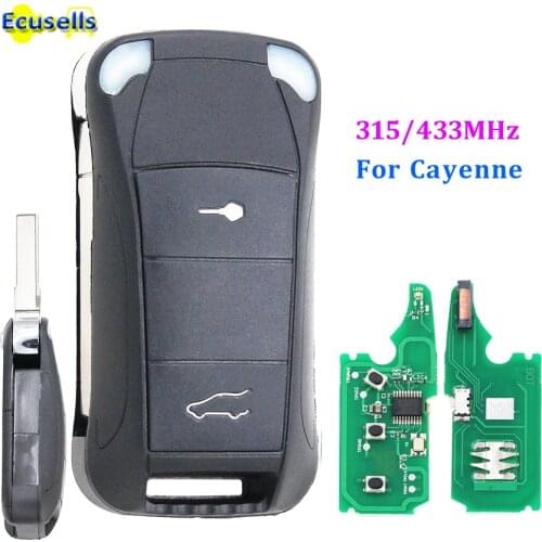 2 Button Remote Key Fob 315MHz/433mhz for Porsche Cayenne 2004-2011 with ID46 Chip Uncut Blade