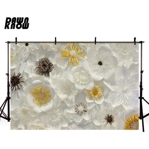 DAWNKNOW Valentines day Photography Backdrop White Floral For Wedding Day Polyester Background For Photo Studio Props F1603