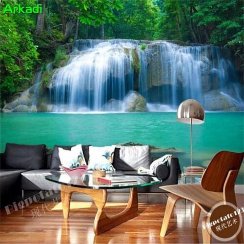Custom Mural Wallpapers Flowing Water Rich Nature Landscape Waterfall Living Room TV Background Wallpaper Home Decoration Modern