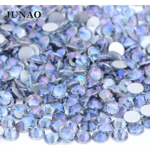 JUNAO SS6 8 10 12 16 20 30 Purple Gost Glass Crystal Nail Art Rhinestone Flatback Strass Stone for 3D Manicure Decoration