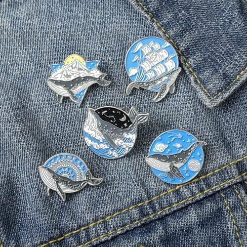 Whale Sea Animal Badge Metal Enamel Brooch Creative Cute Lapel Backpack Jewelry Accessories