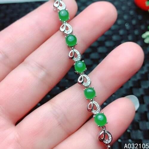 KJJEAXCMY fine jewelry 925 sterling silver inlaid Natural Jasper women fresh elegant OL style round gem hand bracelet support de