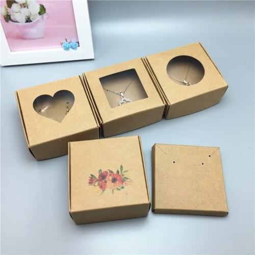 20set Kraft Paper Packaging Jewelry Box display Necklace Bracelet Fashion Jewelry Carries Box Handmade Gift Box 6.5x6.5x3cm