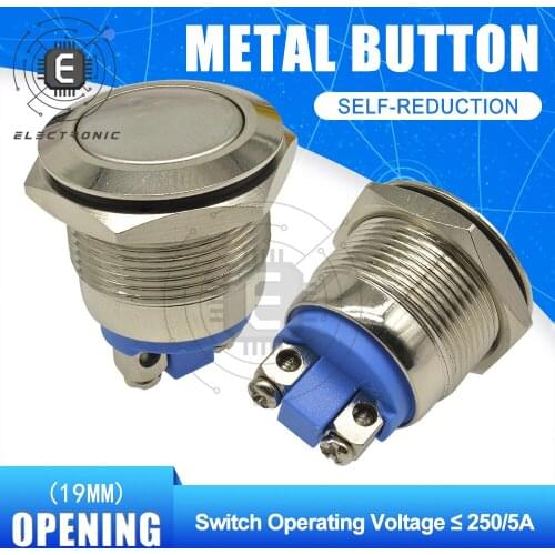 19MM Open Hole Metal Push Button Switch 250V/5A- Flat Round, High Flat Round, Spherical, Terminal, Self-Reset Switch