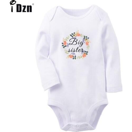 Flower Big Sister Cute Boy Big Brother Newborn Baby Bodysuit Toddler Long Sleeve Onesies Jumpsuit Cotton Clothes Christmas Gift