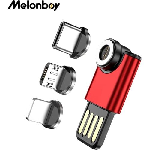 Melonboy 540 rotation mini magnetic charger adapter 3A fast charging magnetic USB Data type C micro usb charging device adapter