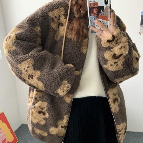 2021 Fashion Spring Womens Hoodies Cute Teddy Coat Women Harajuku Loose Kawaii Korean Sweatshirt Oversized New Hoodie Streetwear