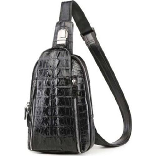LINSHE high-grade crocodile skin men Chest package male Genuine leather fashion tide new Small chest bag men Chest bag
