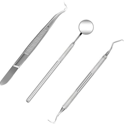 WINOMO 3Pcs Dental Hygiene Kit Professional Mouth Mirror Scaling Instrument Tarter Dental Scaler Remover Scraper Tool