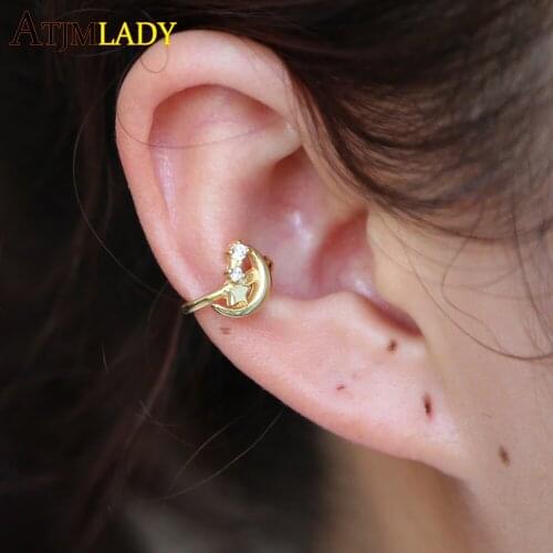 New Arrivals Fashion 925 sterling silver Earcuff Ear Star Moon minimalist delicate Clip Earrings For Women Jewelry