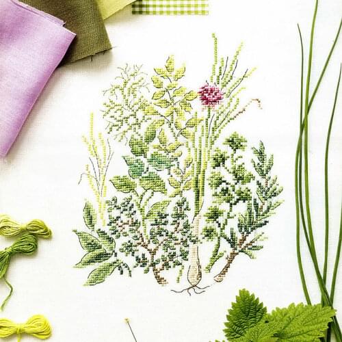 New Product Hand Embroidery Fishxx Cross Stitch Kit VE9 Vanilla Mint Plant Precision Printing Restaurant Decoration