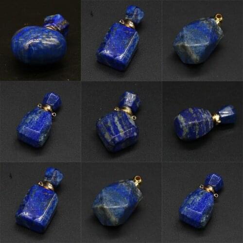 Natural Stone Pendants Multi Style Lapis Lazuli Stone Perfume Bottle Pendants Bottle Charms for Jewelry Making Necklace Bracelet