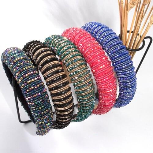 1 PC Shiny Fashion New Various Women Elegant Beading Rhinestone Headband 3 Cm Wide Padded Girls Headband Headwear