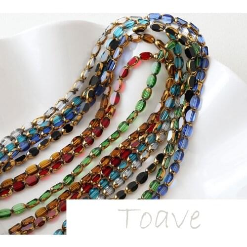 Retro Mini Oval Cut Face Phnom Penh Straight Hole DIY Beaded Crystal Glass DIY Necklace Bracelet Earring Material