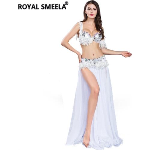 Sexy Fashion Oriental belly dance costumes set belly dancing clothes white belly dancing outfit Bra Belt Skirt 3pcs dance suit