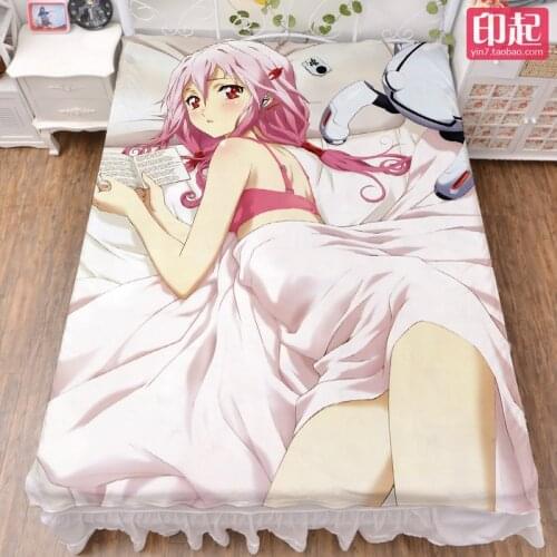 September update Japanese Anime Guilty Crown Yuzuriha Inori bed milk fiber sheet & flannel blanket summer quilt 150x200cm