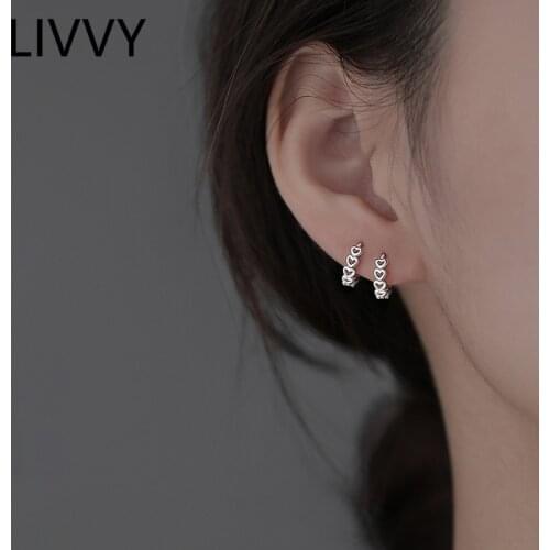 LIVVY Silver Color Simple Hollow Out Heart-Shape Chain Earrings For Women Fashion High-Quality Elegant Jewlery