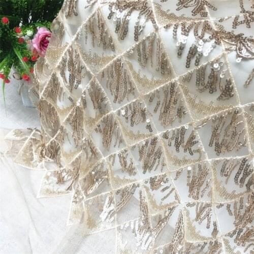 Tassel Sequins Lattice Lace Fabric DIY Evening Dress Formal Dress Clothing Fabrics