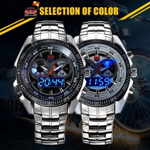 Sports Watches Hot Sell Brand TVG Mens Watches Digital LED Military Watches Stainless Steel Watch Male Clock