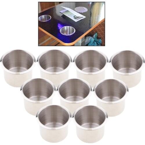 9x Stainless Steel Recessed Cup Drink Holder for Boat RV Car Truck Sofa Pontoon Camper