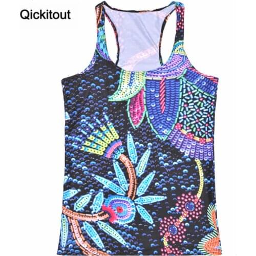 Qickitout Tops 2016 Summer Women Blouses Strapless Sleeveless Digital Print Casual Strap Blue Jellyfish Tank Tops Ladies' Vest