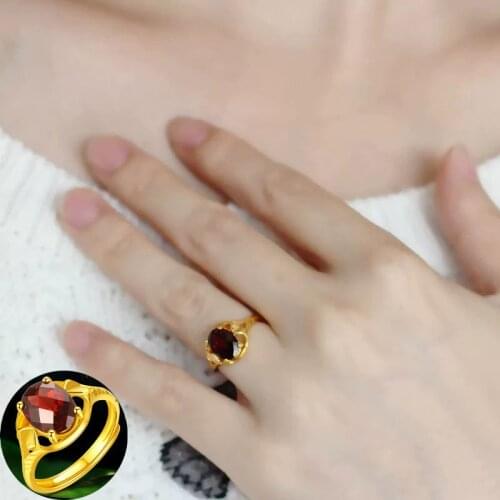 Gold inlaid jade agate mens gold and Hetian jade obsidian ring red, green and black Vietnam sand gold ring