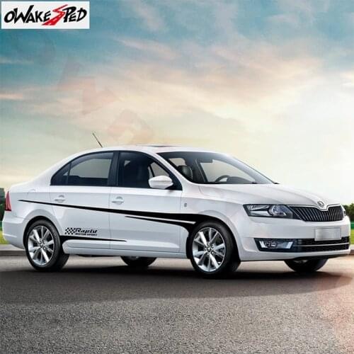 1set Car Sport Styling Auto Waist Line Side Stripes Vinyl Decals Car Body Decor Sticker For-Skoda Rapid Auto Tuning Accessories