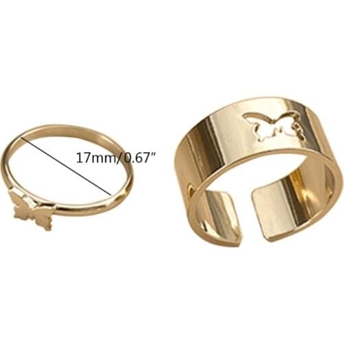 1 Pair Matching Butterfly Lover Couple Rings Engagement Promise Rings for Men Women Wedding Party Jewelry Gifts