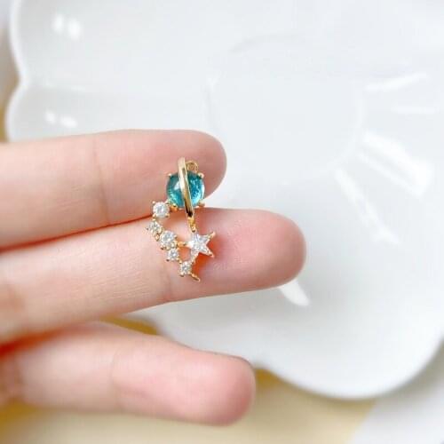 18K gold-clad dream romantic blue diamond planet key pendant DIY starry sky earrings accessories handmade necklace material