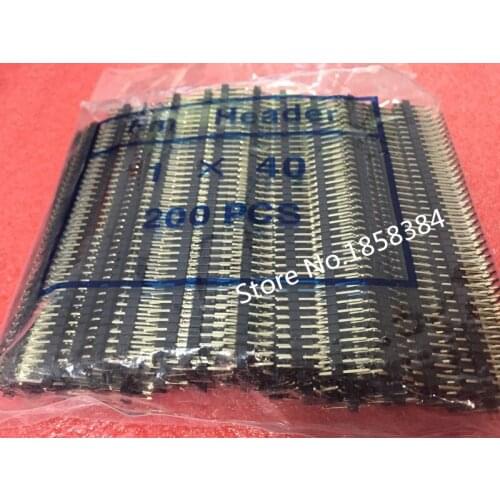 200pcs/lot 2.54mm Single Row Male 1X40 Pin Header Strip Gold-plated ROHS Good quality