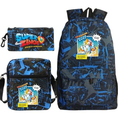 Plecak Mochila Super Zings Backpack Anime Cartoon 3 Pcs Set with Pen Bag Shoulder Bags Superzings Bookbag Primary Schoolbag Gift