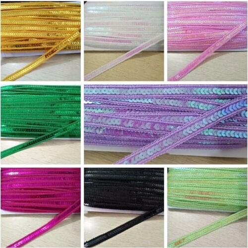 35Meters Sequins Ribbon Lace Trim Red Royal Blue Gold Sequined Sewing Fabric Stage Performance Costume Sequin Decorative Strips