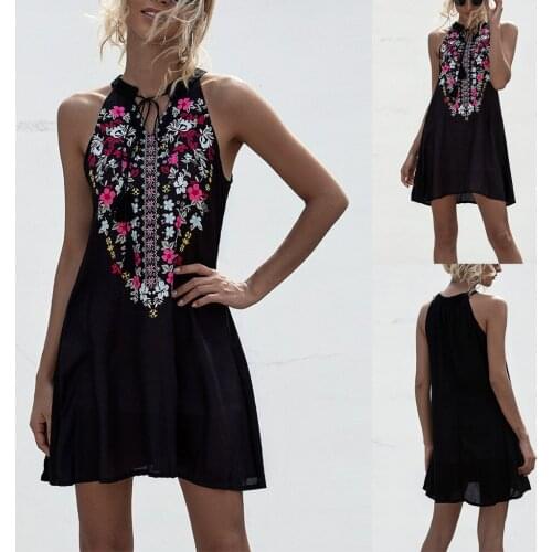 35# Womens Boho Vintag Floral Printed Party Evening Beach Short Mini Dress Sundress Sexy Party Dress Robe Femme mini dress