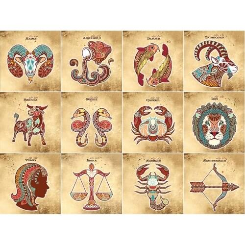 5D Diamond Painting Cartoon Twelve Zodiac Living Room New Diamond Embroidered Cross Stitch Diy Children Cartoon Birthday Gift