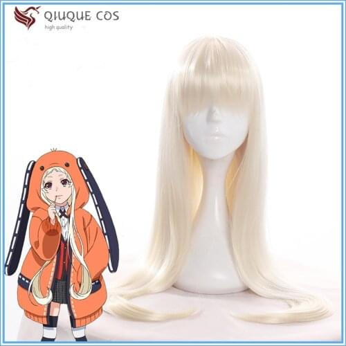 Anime Kakegurui Compulsive Gambler Cosplay Wig Yomoduki Runa Wig Heat Resistant Synthetic Hair Wigs + Wig Cap