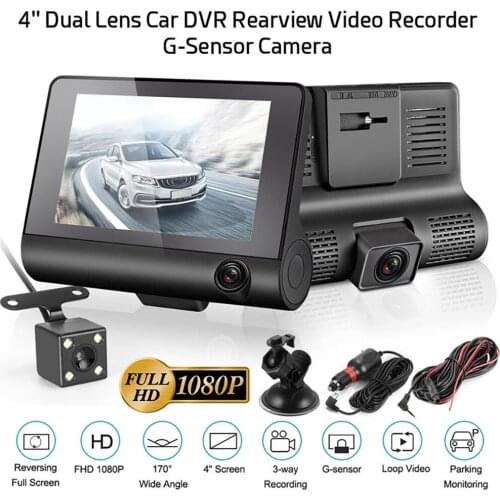 Car DVR 3 Cameras Lens 4.0 Inches Dash Camera Dual Lens Rearview Camera Video Recorder Auto Registrator Dvrs Dash Cam Registrar