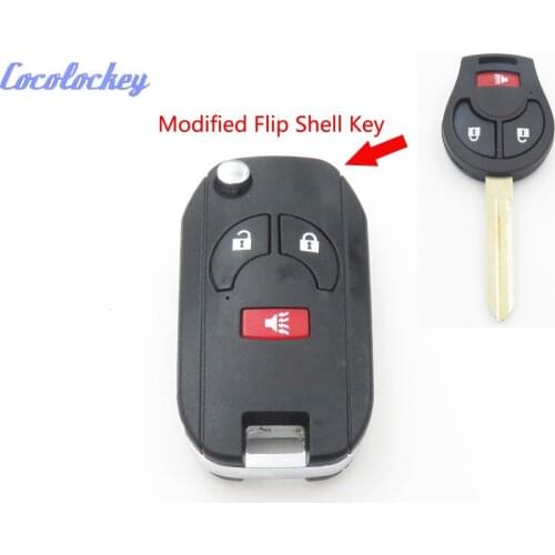Cocolockey 2+1 Button Modified Flip Remote Key Shell Fit for NISSAN TIIDA LIVINA MARCH 2+1Buttons Folding Shell Key