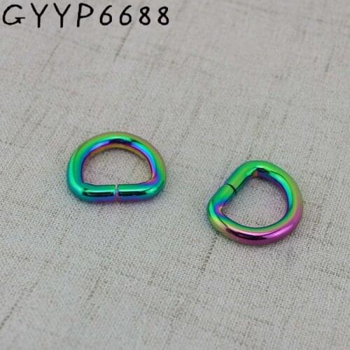 20pcs 15mm Rainbow Opened D ring round edge alloy metal round edge d-ring non welded