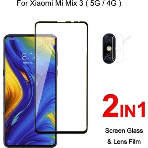 Full Cover Glass For Xiaomi Mi Mix 3 ( 5G / 4G ) Screen Protector Protective Tempered Glass Explosion Proof & Camera Lens Film