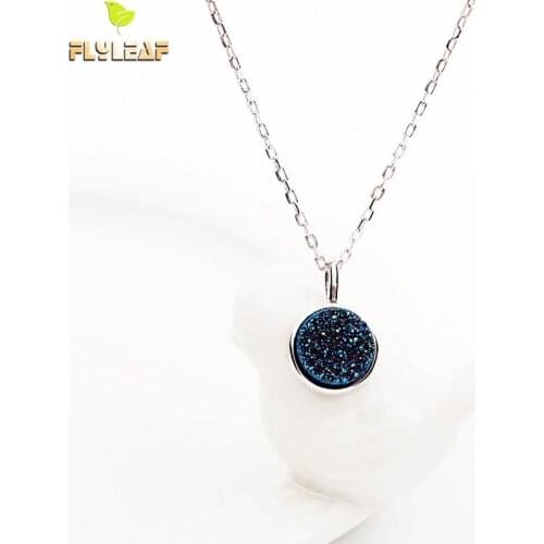 Flyleaf 100% 925 Sterling Silver Blue Crystal Necklaces & Pendants For Women Creative Clavicle Chain Fashion Jewelry