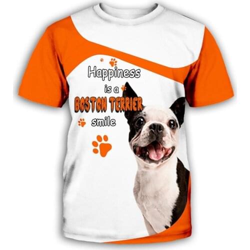 CLOOCL Boston Terrier Smile Men T-shirts Pets Paws 3D Print Men Clothing Loose Casual Tops Unisex Harajuku Streetwear