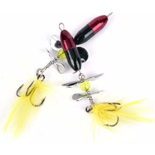 2PCS Artificial Ice Fishing Lures Long Casting Spinner Bait Metal Fishing Lure Double Tail Propeller Trout Carp Catfish