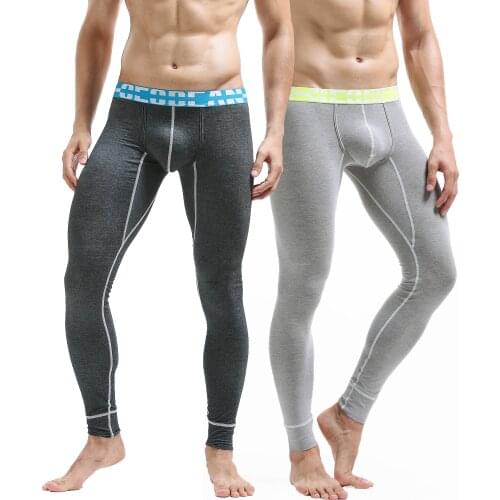 NEW Mens Sexy Cotton Denim Fabric Color Male Comfortable Long johns Low Rise Thermal Underpants Leggings Tights