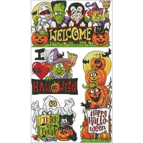 Halloween fun patterns Counted Cross Stitch 11CT 14CT 18CT DIY Chinese Cross Stitch Kits Embroidery Needlework Sets