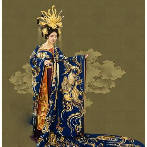 WYJN Jiu Chao Feng Que Gorgous Long Tailed Tang Empress Princess Costume Hanfu for Stage Show Thematic Photography Hanfu Cosplay