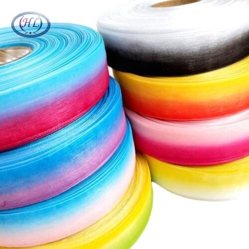 HL 25MM 8 Meters/lot Two-tone Organza Ribbons Wedding Decorative Gift Box Wrapping DIY Hair Accessories